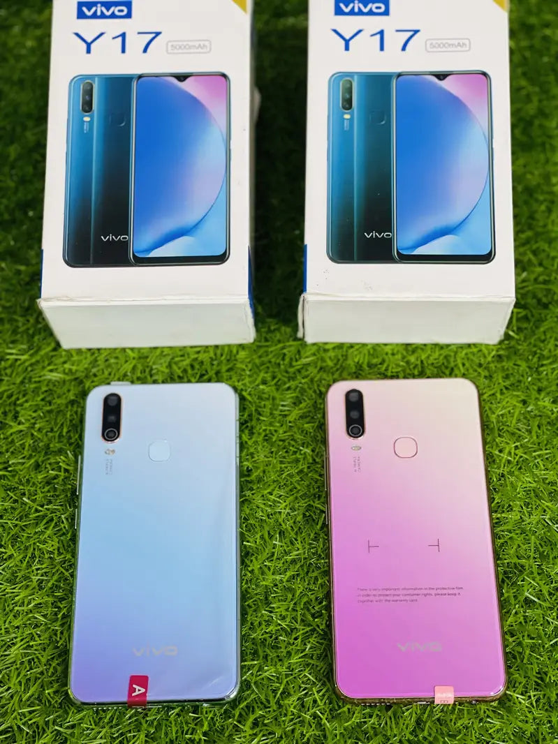 Vivo Y17 with Box Dual Engine Fast Turbo Charger Jelly Cover - 8GB RAM - 256GB Storage - 5000 mah battery - Dual sim Approved - Vivo Mobile - Budget Phone