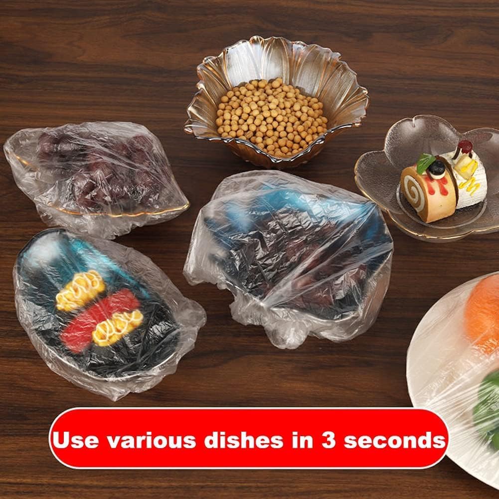 100Pcs Fresh Keeping Bags,Reusable Food Storage Covers, Stretchable Plastic Wrap Bowl Covers with Elastic Edging Stretch