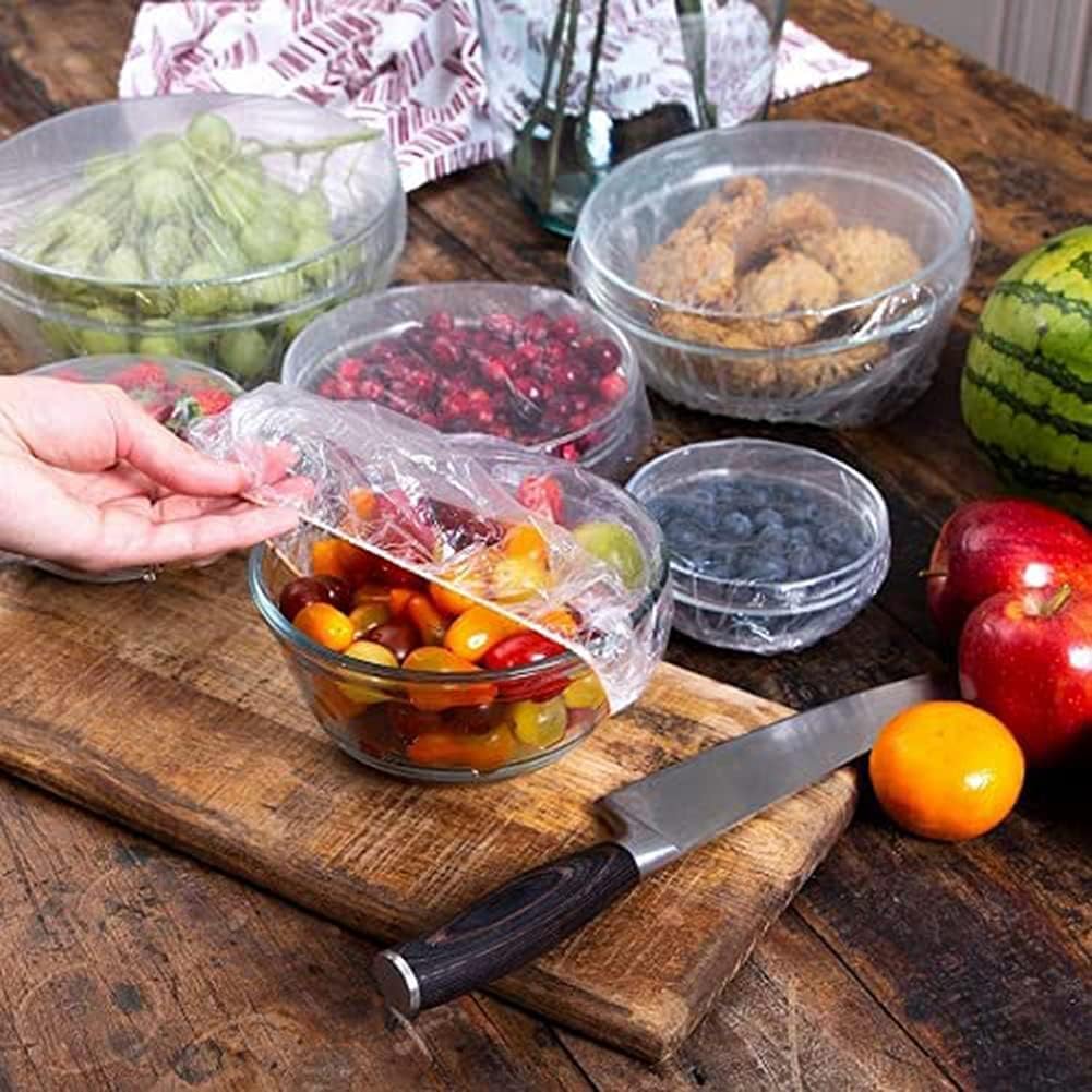 100Pcs Fresh Keeping Bags,Reusable Food Storage Covers, Stretchable Plastic Wrap Bowl Covers with Elastic Edging Stretch