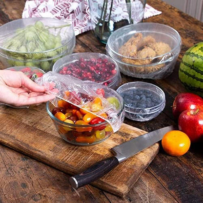 100Pcs Fresh Keeping Bags,Reusable Food Storage Covers, Stretchable Plastic Wrap Bowl Covers with Elastic Edging Stretch