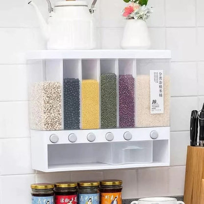 10 Kg 6-In-1 Kitchen Food Container Organizer With 360 Degree Rotatable Design