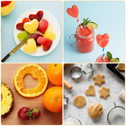 12 PCS Cookie Cutters Variety Pack - Heart, Star, Round, Flower - Stainless Steel Metal Flower Cookies Molds Round Cookies Cutter Small Star Cutters Flower for Baking