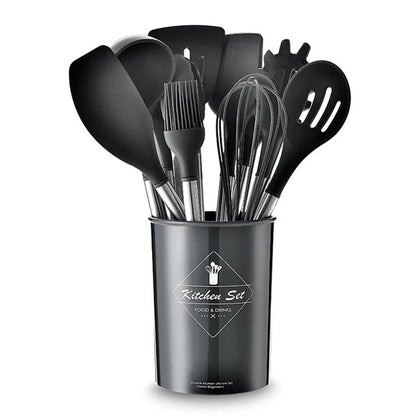 12 Pieces Cooking Tools Set Silicone Spoon Set (multicolor)