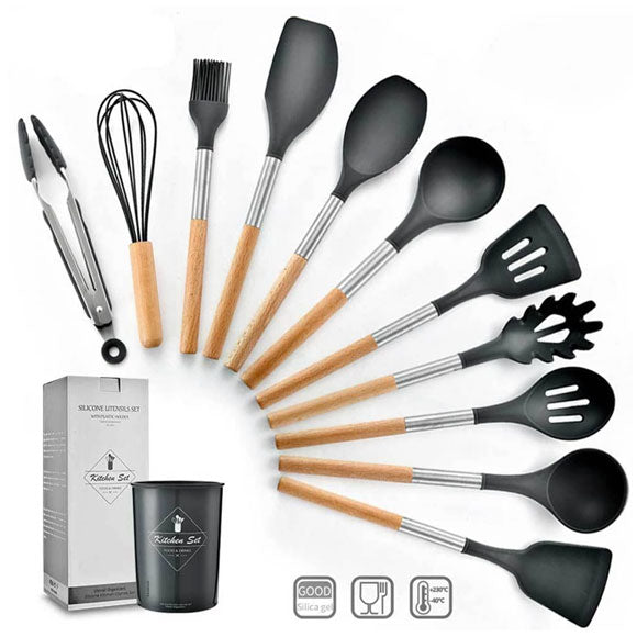 12 Pieces Cooking Tools Set Silicone Spoon Set (multicolor)