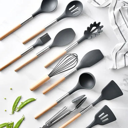 12 Pieces Cooking Tools Set Silicone Spoon Set (multicolor)