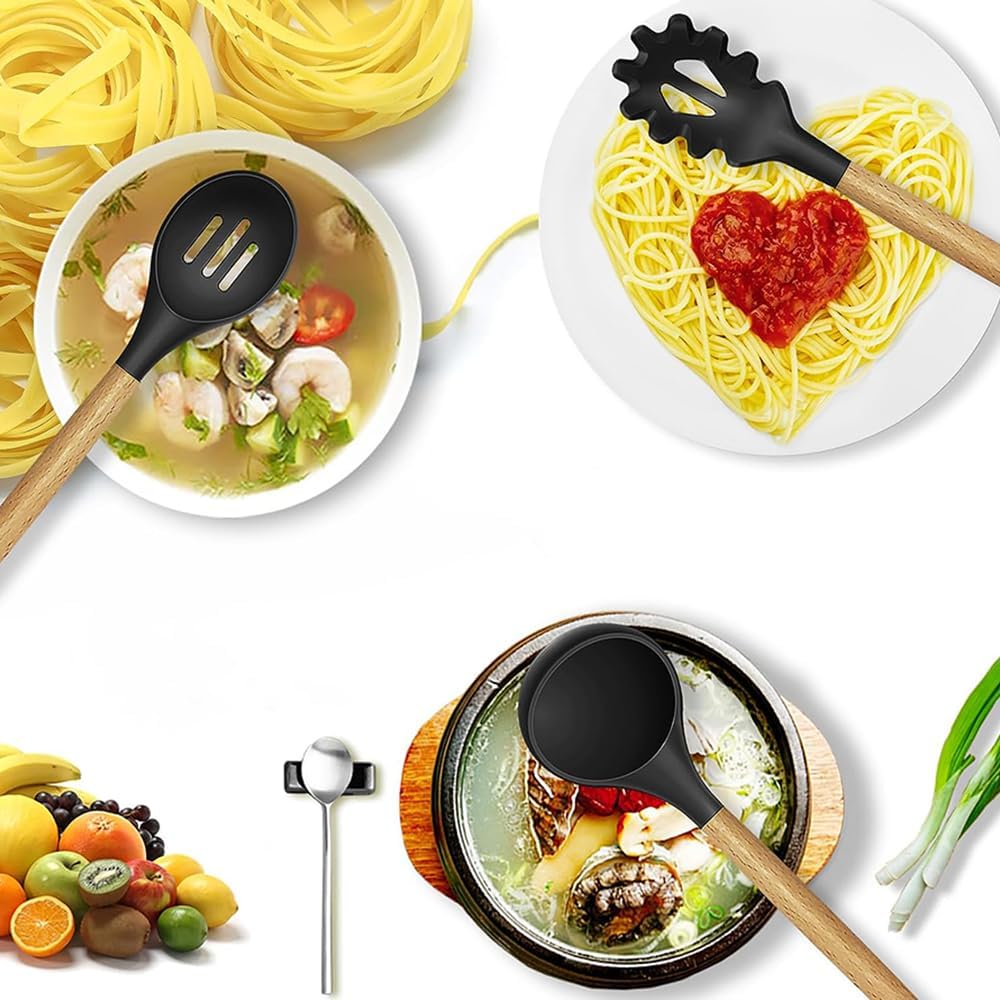 12 Pieces Cooking Tools Set Silicone Spoon Set (multicolor)