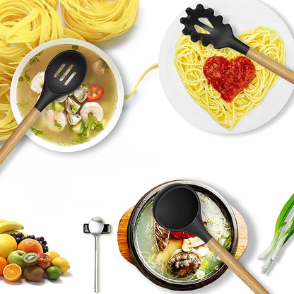 12 Pieces Cooking Tools Set Silicone Spoon Set (multicolor)