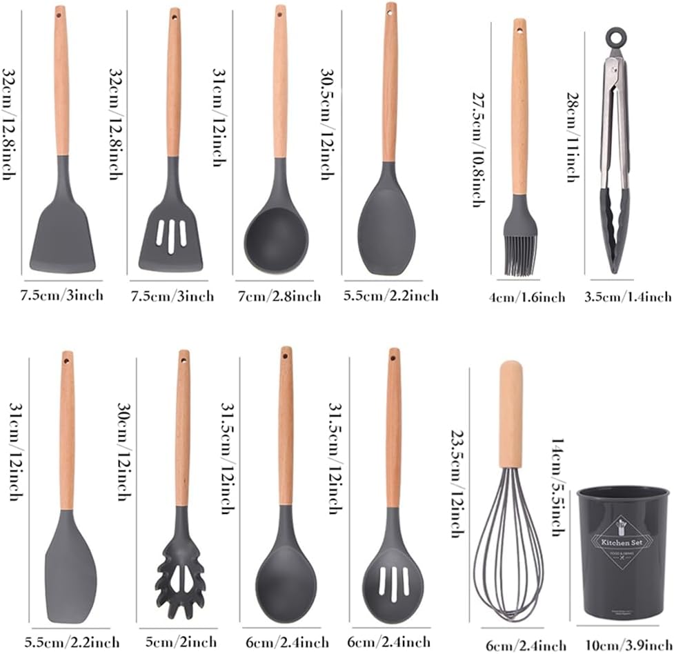 12 Pieces Cooking Tools Set Silicone Spoon Set (multicolor)