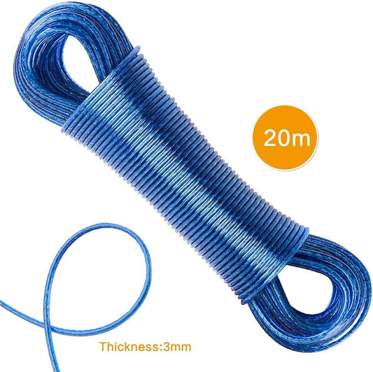 20 Meter Wet Cloth Laundry Rope - Extra Strong, Durable, and Rust Resistant