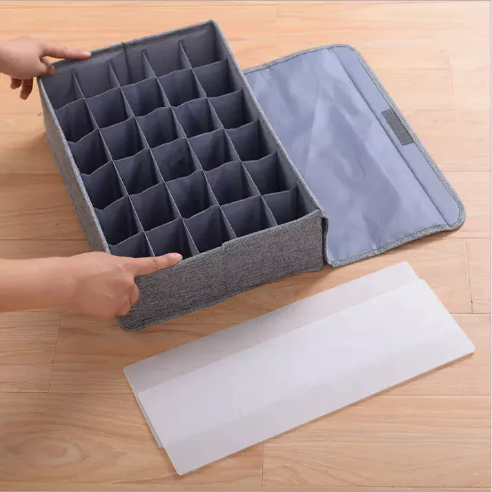 24 Grids ties,socks,underwear Divider - Wardrobe Organizer - Storage Box with Lid Drawer Organizers