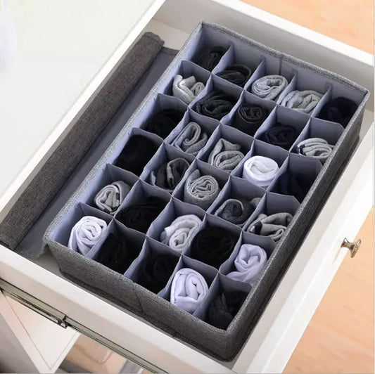 24 Grids ties,socks,underwear Divider - Wardrobe Organizer - Storage Box with Lid Drawer Organizers