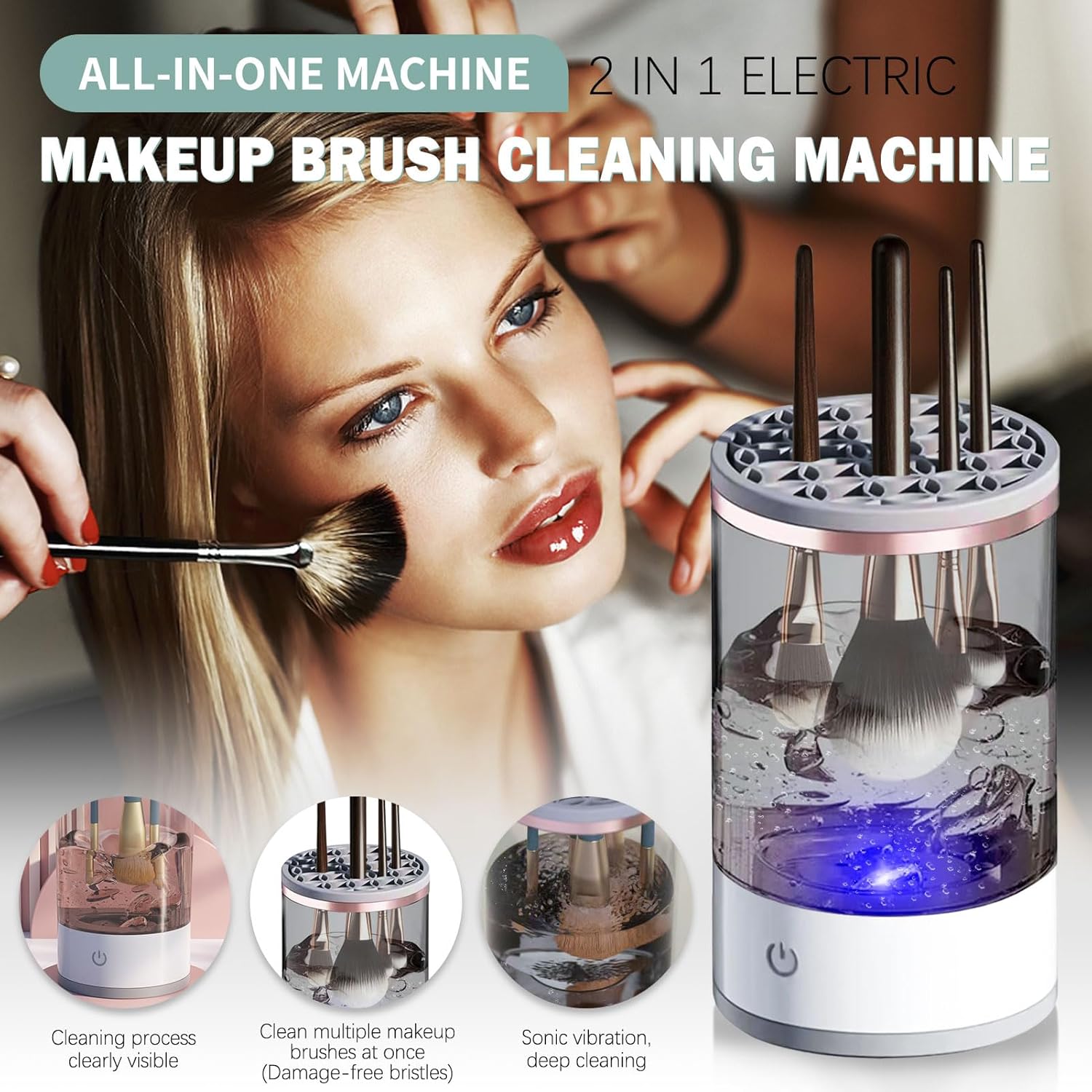 2 In 1 Electric Makeup Brush Cleaner Machine