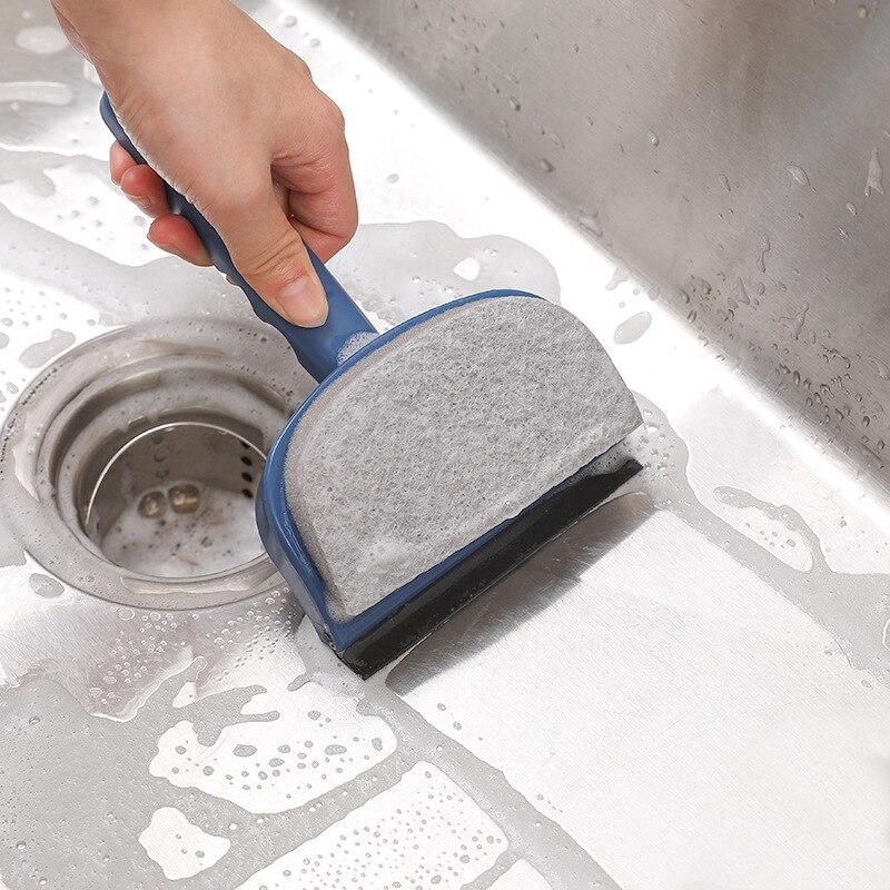 2 in 1 Sponge Mini Wiper, brush, craping Washing Window Cleaner - Wiper Brush Tool Squeegee Rubber - Kitchen & Car Glass Cleaning