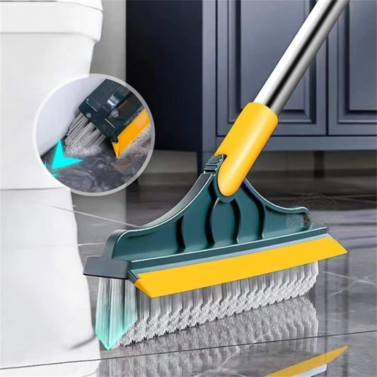 3 in 1 Cleaning Brush with Wiper| Double Sided Scrubber Brush with Long Handle Viper Brush 2-In-1