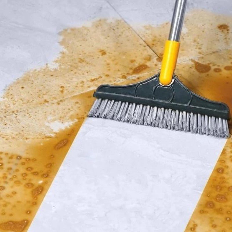 3 in 1 Cleaning Brush with Wiper| Double Sided Scrubber Brush with Long Handle Viper Brush 2-In-1