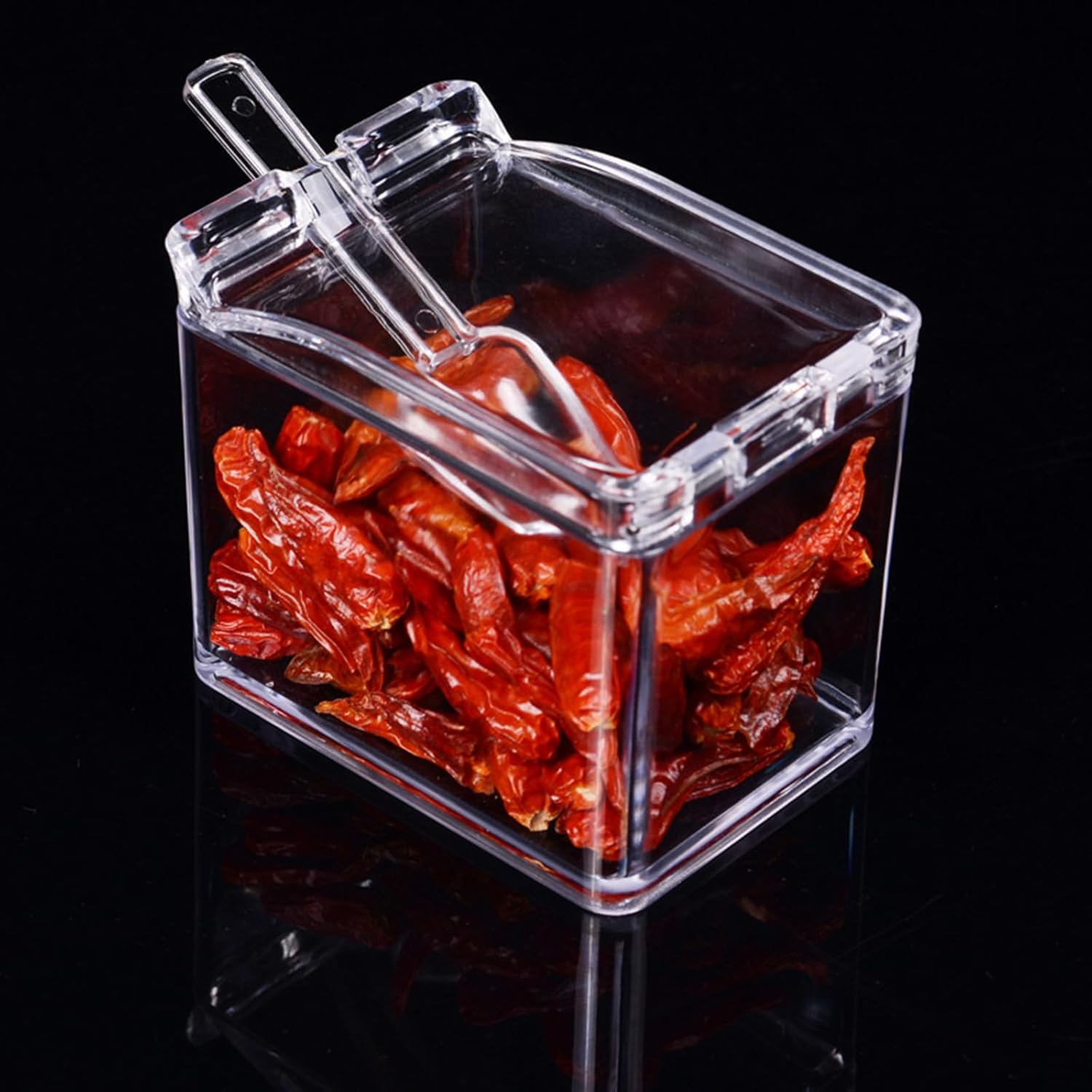 4-Cell Clear Seasoning Rack Spice Box Storage Container