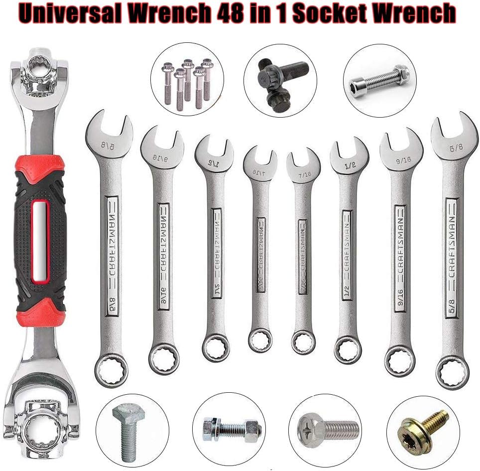 48-in-1 Universal Socket Wrench with 360° Rotating Head for Home and Car Repair