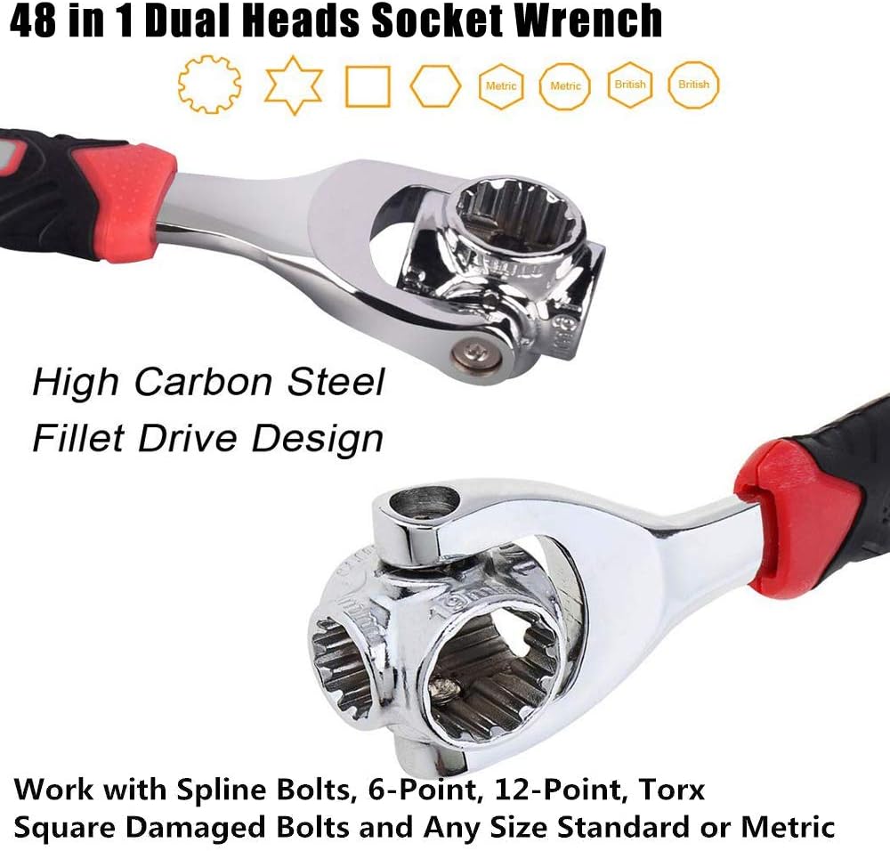 48-in-1 Universal Socket Wrench with 360° Rotating Head for Home and Car Repair