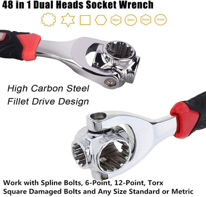 48-in-1 Universal Socket Wrench with 360° Rotating Head for Home and Car Repair