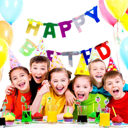 2Pcs Glitter Fruit Straws For Kids Party & Birthday