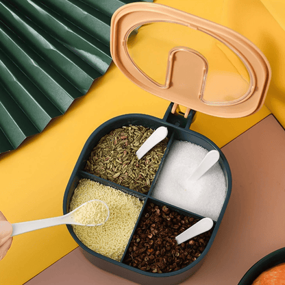 4 Section spice container with 4 spoons