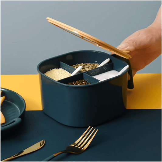 4 Section spice container with 4 spoons
