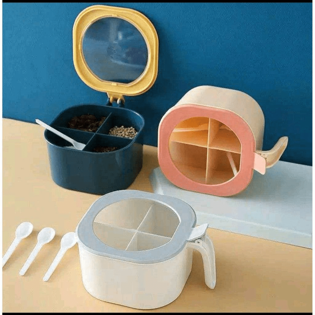 4 Section spice container with 4 spoons