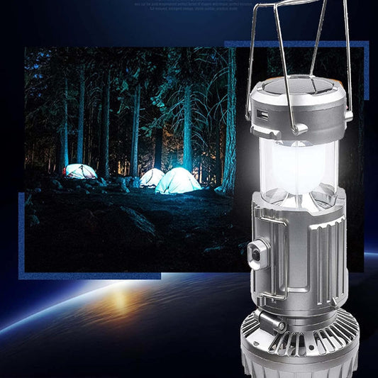 6 in 1 Portable Outdoor LED Camping Lantern with Solar Fan