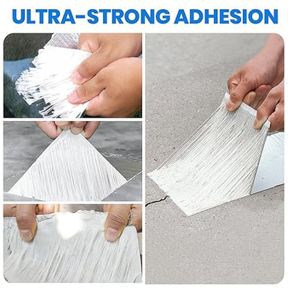 Aluminum Foil Tape Waterproof Tape, 2 inch x 16 feet, Aluminum Foil Tape Butyl Sealant Tape for RV Repair, Window, Silicone, Boat and Pipe Sealing, Glass & EDPM Rubber Roof Patching, Silver