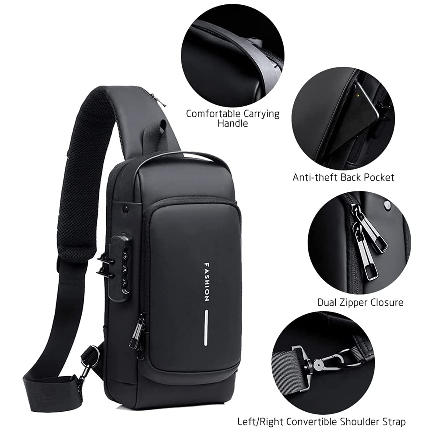 Anti Theft Sling Bag for Men & Women