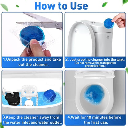 Automatic Toilet Cleaner Tablets Toilet Bowl Long Lasting Bathroom Tank Tablets (Blue)