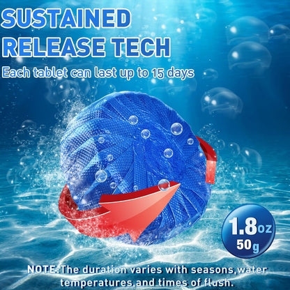 Automatic Toilet Cleaner Tablets Toilet Bowl Long Lasting Bathroom Tank Tablets (Blue)