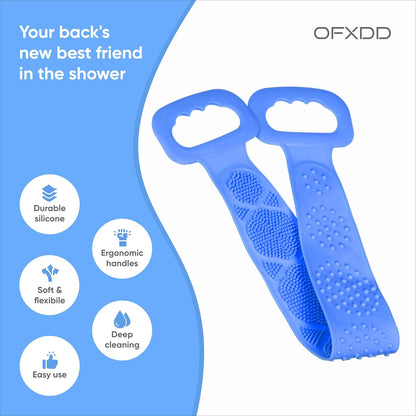 Back Washer for Shower Men and Women - Soft Silicone Bath Towel Scrubber