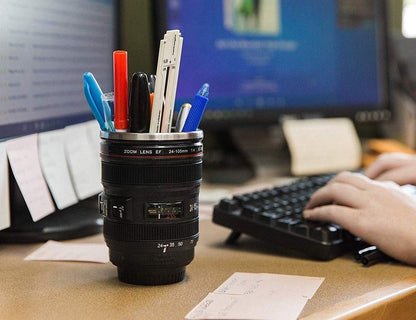 Multipurpose Camera Lens Coffee Mug with Translucent Lid