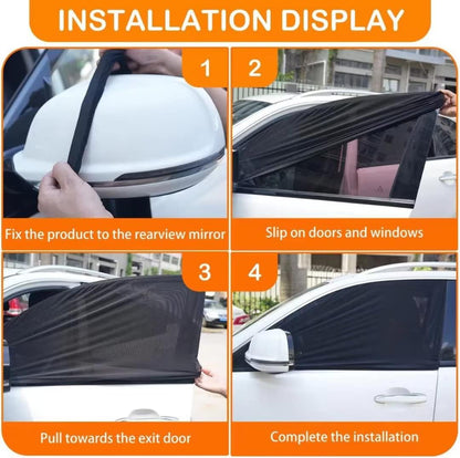 Car Window Sunshade, Breathable Mesh Car Window Screen Streched , for Night Camping, Privacy Shade