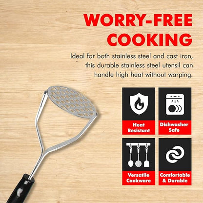Chef Craft Select Sturdy and Potato Masher, 10.25 inch, Stainless Steel/Black