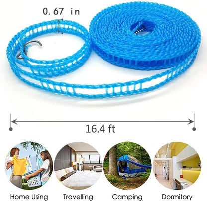 Clothes Drying Rope Portable Windproof 5m Clothesline for Camping Travel, Indoor, Outdoor, Laundry, Clothes Line