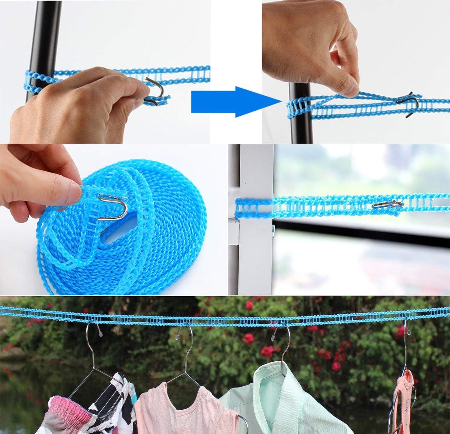 Clothes Drying Rope Portable Windproof 5m Clothesline for Camping Travel, Indoor, Outdoor, Laundry, Clothes Line