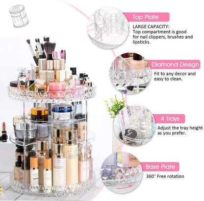 Diamond Makeup Organizer - 360 Degree Rotating