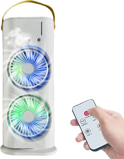 Double-Headed Spray Air Conditioner Fan 3 Speeds Rechargeable