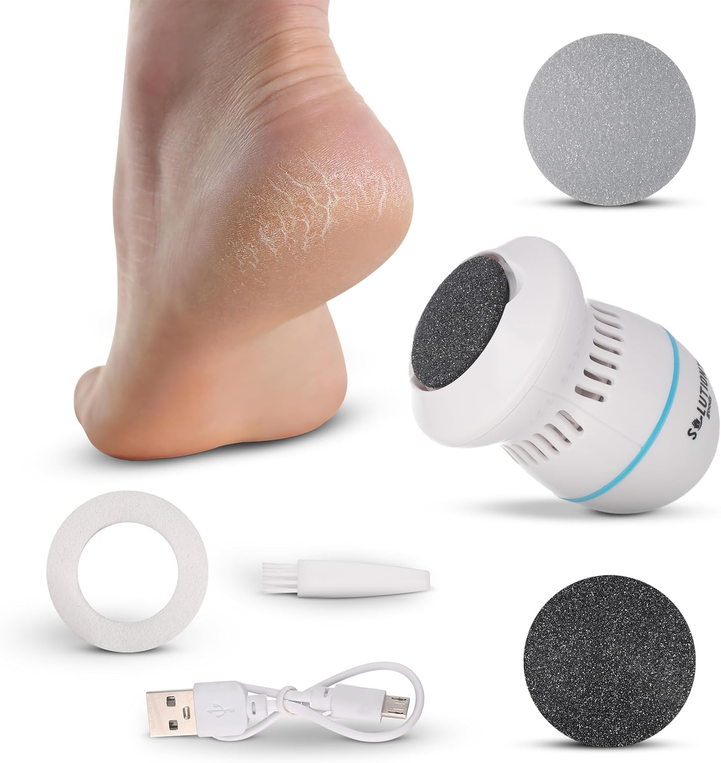 Electric Foot Callus Remover - USB-Rechargeable With Built-in Vacuum for Dead Skin Removal, Portable Foot File