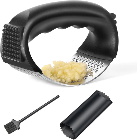 Garlic Press Masher, Upgraded Stainless Steel Garlic Presser, Portable Garlics Mincer, Garlics Crusher for The Home Kitchen with Cleaning Brush