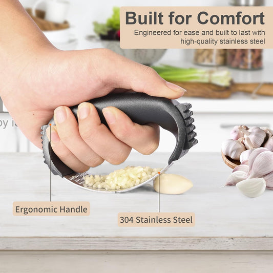 Garlic Press Masher, Upgraded Stainless Steel Garlic Presser, Portable Garlics Mincer, Garlics Crusher for The Home Kitchen with Cleaning Brush