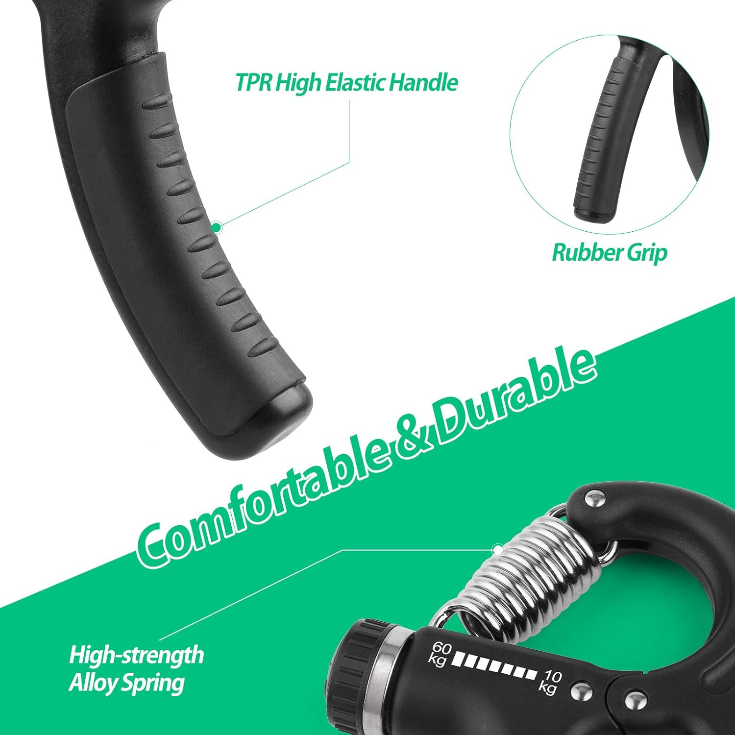 Grip Strength Trainer, Hand Grip Strengthener, Adjustable Resistance 22-132Lbs (10-60kg), Forearm Strengthener, Perfect for Musicians Athletes