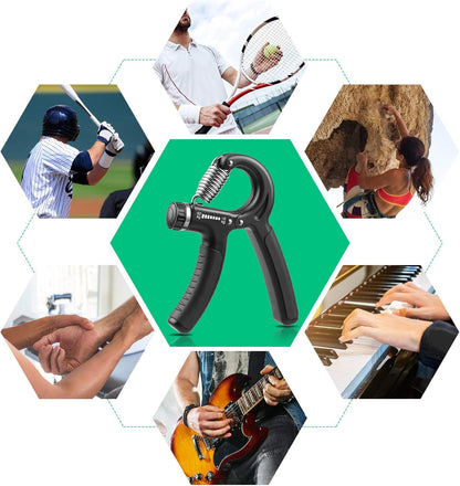 Grip Strength Trainer, Hand Grip Strengthener, Adjustable Resistance 22-132Lbs (10-60kg), Forearm Strengthener, Perfect for Musicians Athletes
