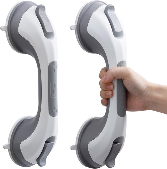 Hand Handle Bar, 1pc 12 Inch Suction Grab Bars for Bathtubs and Elderly, Shower Handle for Seniors Bathroom Safety Grip, No Drilling Removable, Grey
