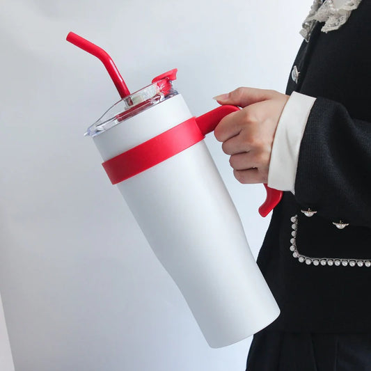 Hot & Cool Large Capacity Tumbler Stainless Steel Insulated Water Bottle With Straw