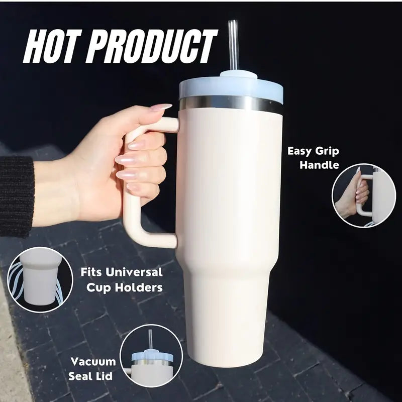 Hot & Cool Large Capacity Tumbler Stainless Steel Insulated Water Bottle With Straw