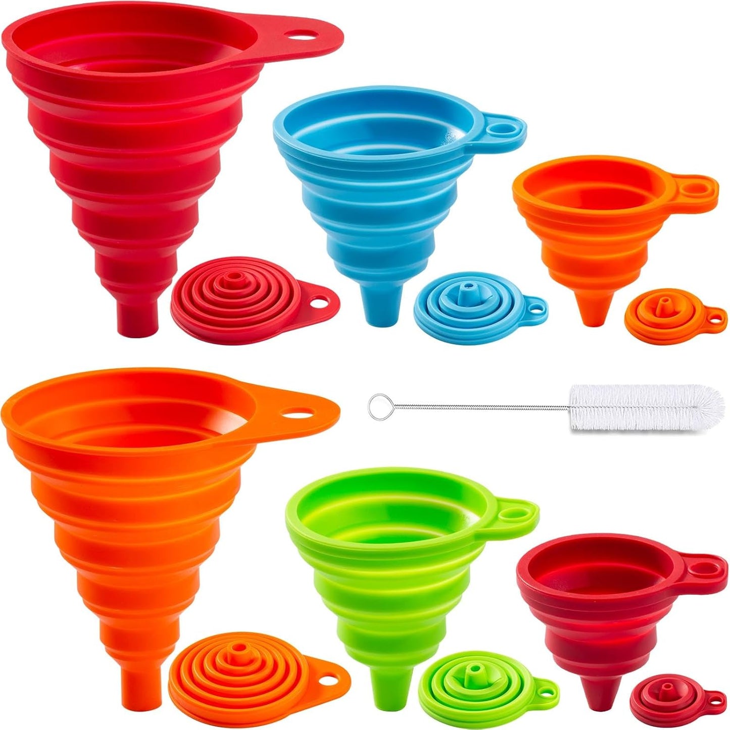 Kitchen Funnel - Food Grade Silicone Collapsible Funnel, Funnels for Kitchen Use Filling Bottles, Daily Cooking, and Water or Powder Transfer. (Multicolor)