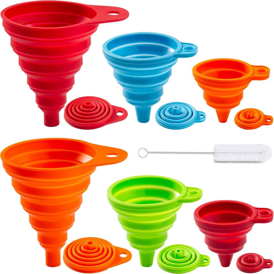 Kitchen Funnel - Food Grade Silicone Collapsible Funnel, Funnels for Kitchen Use Filling Bottles, Daily Cooking, and Water or Powder Transfer. (Multicolor)
